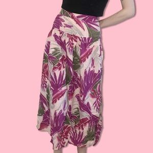 Vintage 90s pink Hawaiian midi skirt